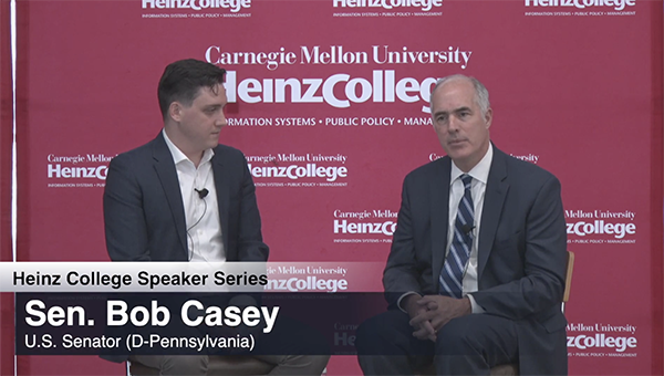 U.S. Senator Bob Casey speaking at Heinz College